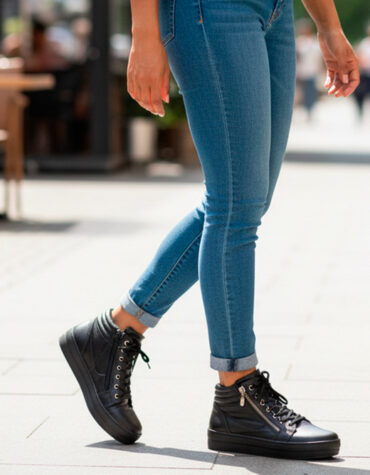 Looks com tênis de couro feminino